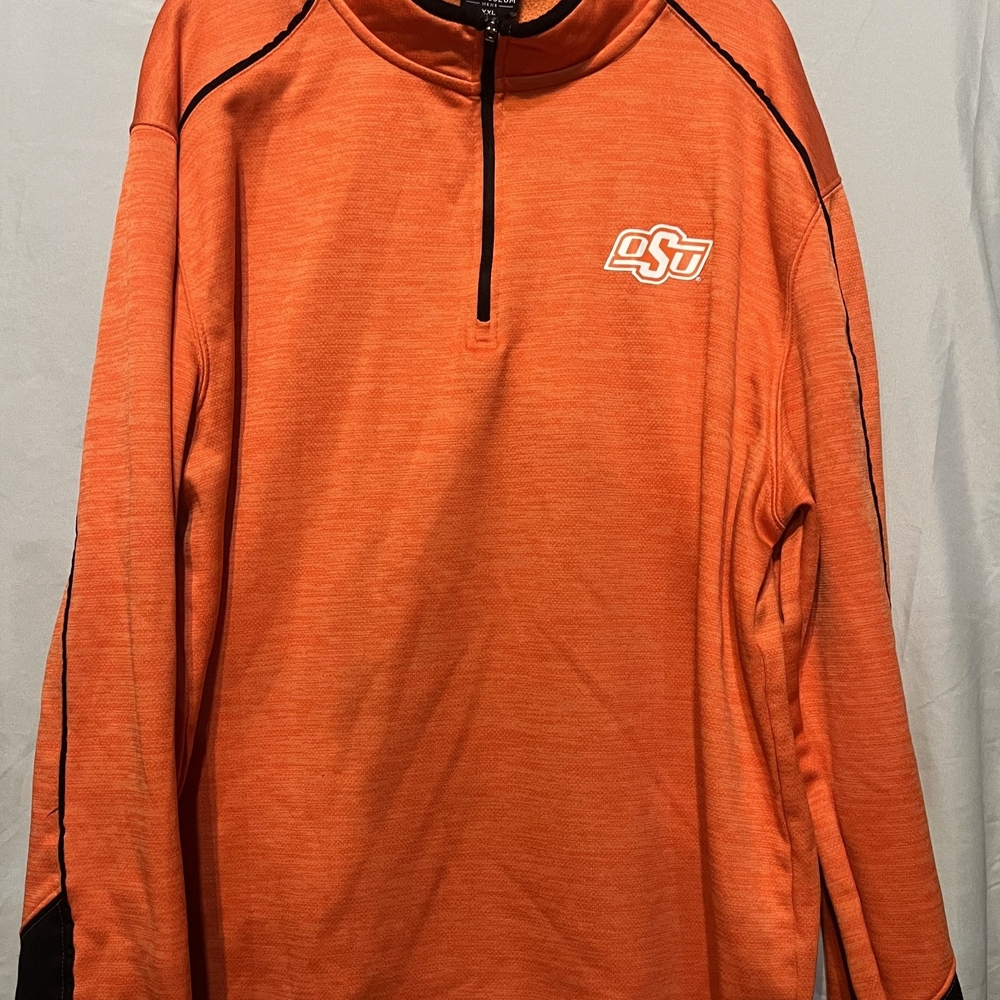 Colosseum Men's Orange Zip Up Sweater with Black Accents